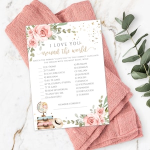 I Love You Around The World Game Template For Travel Bridal Shower, Printable Traveling From Miss to Mrs Game, Editable Template, TBSP