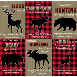 Hunter Valentine Card Template, Deer Valentines Cards for Kids ...