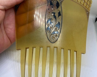 Antique Art Deco Very Large Celluloid Mantilla Hair Comb 7” x 5”
