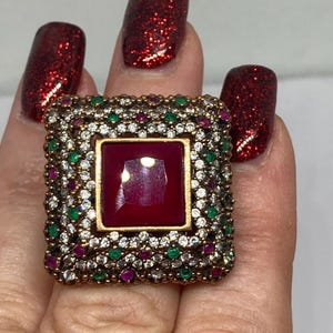 Großer, handgefertigter Statement-Ring aus Sterlingsilber im Vintage-Stil im türkischen osmanischen Stil, Größe Q