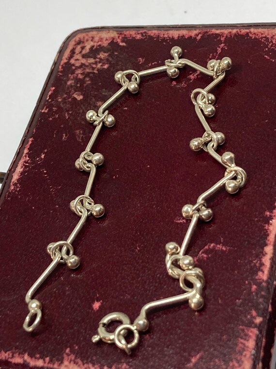 Sterling Silver Balls Loop Wave Link Bracelet 7.2… - image 3