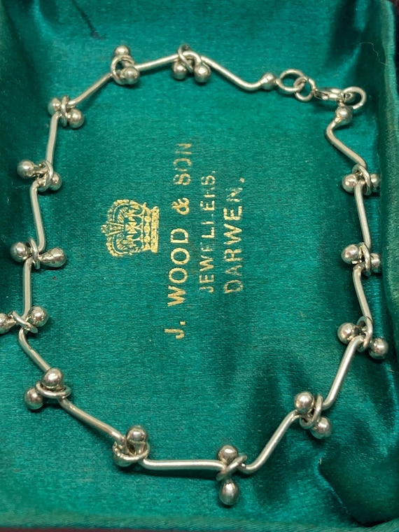 Sterling Silver Balls Loop Wave Link Bracelet 7.2… - image 2