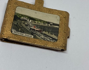 Vintage Gold Ton Messing Souvenir Isle of Man Miniatur Fotoalbum