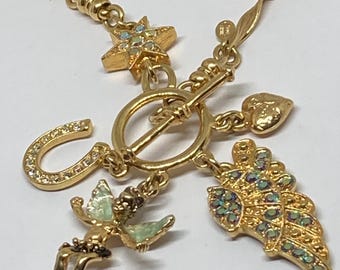 Collana portafortuna placcata in oro Kirk's Folly: angelo, ferro di cavallo, cuore