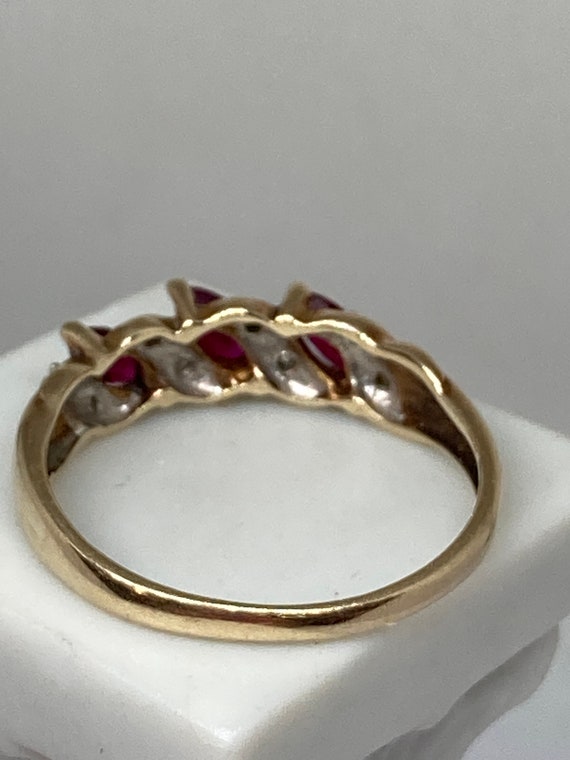 Stunning 9Ct Yellow Gold Natural Ruby Diamond Rin… - image 7