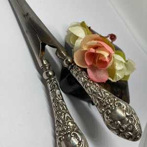 Antique C1910 Repousse Sterling Silver Handles Hallmarked Glove Stretchers