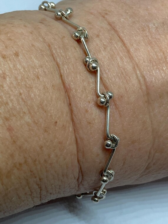 Sterling Silver Balls Loop Wave Link Bracelet 7.2… - image 4