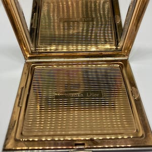 Vintage Christian Dior Two Tone Ribbed Powder Compact