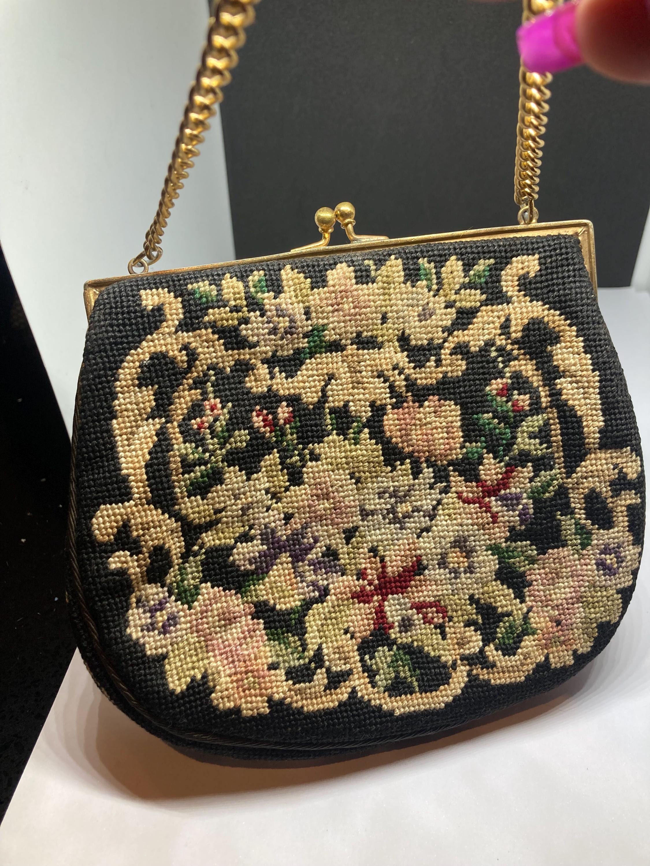 1940 50’s ミズーリ州 アンティークフラッグ 145cm x 85cm 1940/50s Signed Vintage Martha Klein Original Black Floral