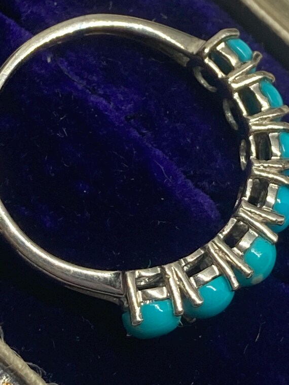 Sterling Silver Sleeping Beauty Torquoise Seven Stone Stackable Eternity/Dress Ring Size Q View 5