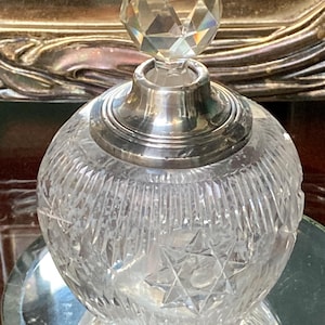 Antique Georgian Crystal Perfume Bottle With Sterling Silver Neck Hallmarked London 1914