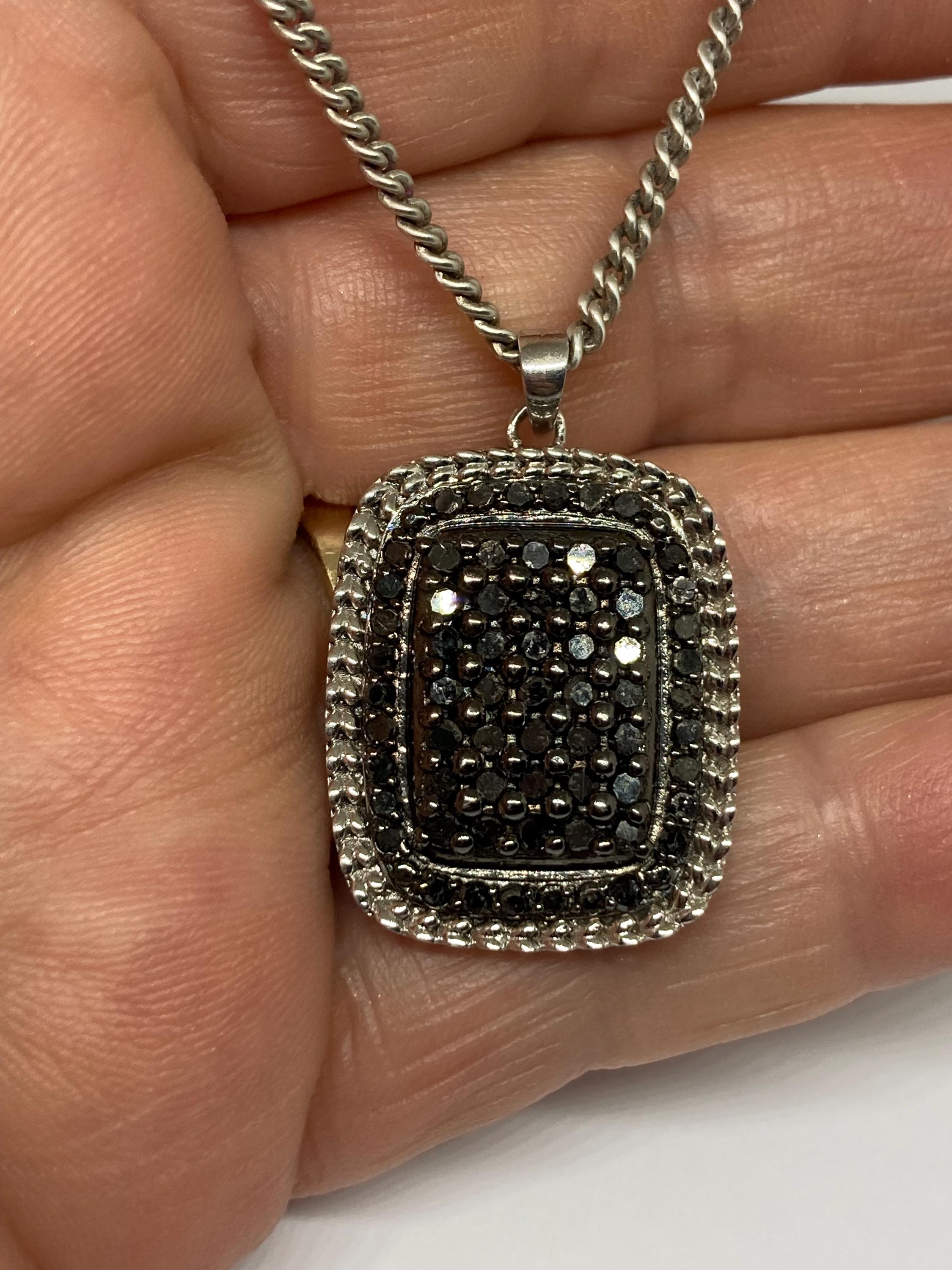 GEMPORIA Sterling Silver Large Halo 2ct Black Diamond Pave Set