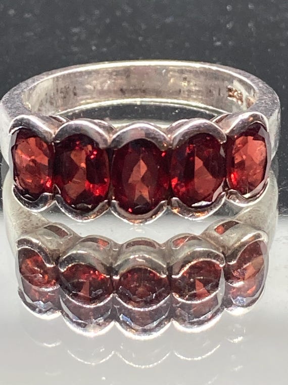 Vintage Solid Sterling Silver And Five Stone Natu… - image 5