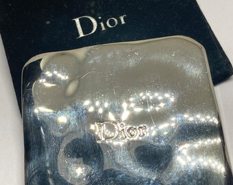 Vintage Dior 1990s Hand Held Pocket Purse Mirror With Original Dustbag