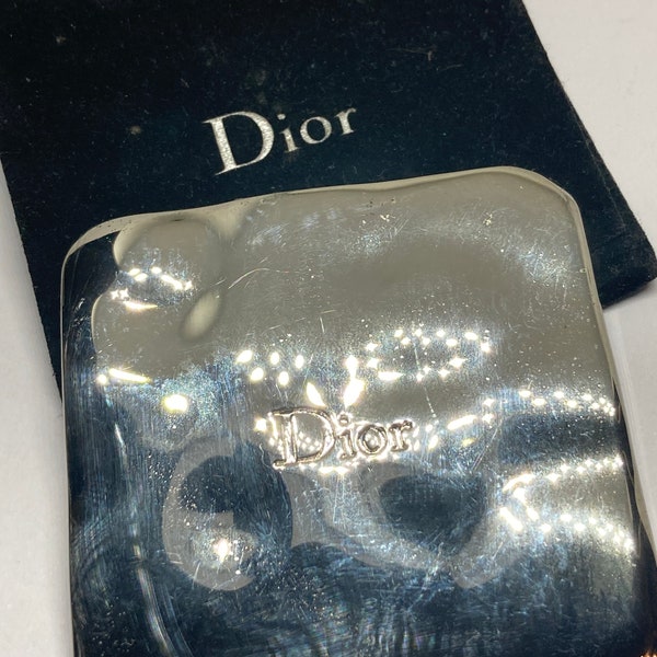 Vintage Dior 1990s Hand Held Pocket Purse Mirror With Original Dustbag