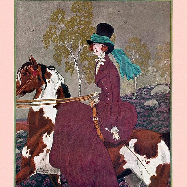 Vintage - Vogue Magazine Cover from 1927 - Woman Riding Sidesaddle - 11 x 14 Unframed Print - Art Prints