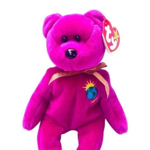 Peluche vintage TY Beanie Baby Millennium Oso Morado 1999