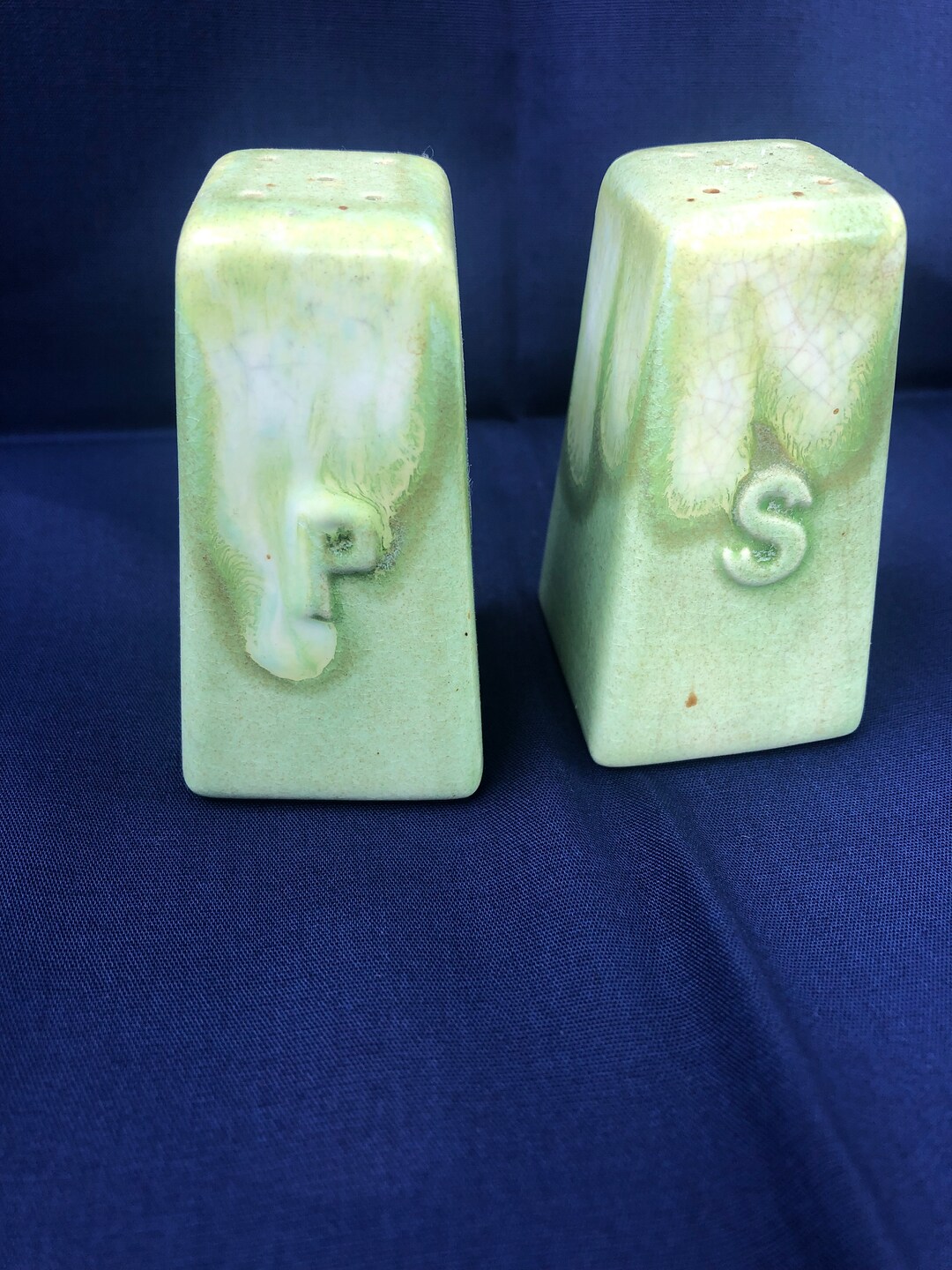 Vintage Art Deco Glazed Ceramic Pottery Sea Green Salt and - Etsy