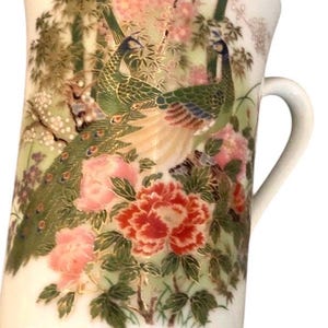 Vintage Cathay China Peacock Cherry Blossom and Covered Gold Trim Cup/Mug