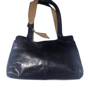 Bolsa Vintage Couro Preto e Bege