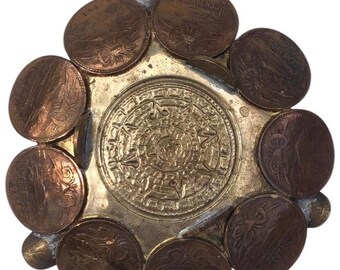 Vintage Mexican Coin Ashtray Peso Mexico Cincuenta Centavos