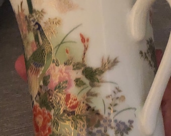 Vintage Cathay China Peacock Cherry Blossom and Covered Gold Trim Cup/Mug