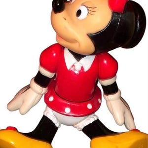 Vintage Minnie Mouse Hard Plastic Posable Figure Disney Mouse 7 1/4