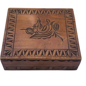 Vintage Hand Carved Wooden Box