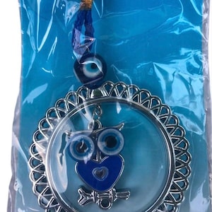 Owl evil eye protection, hanging for home, office or car , Good Luck
