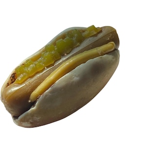 Hot Dog With Relish & Mustard Vintage 3D Refrigerator Magnet