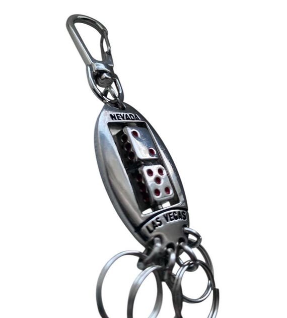 Las Vegas Nevada Keychain , Casino Two Spinning Dice Good Luck