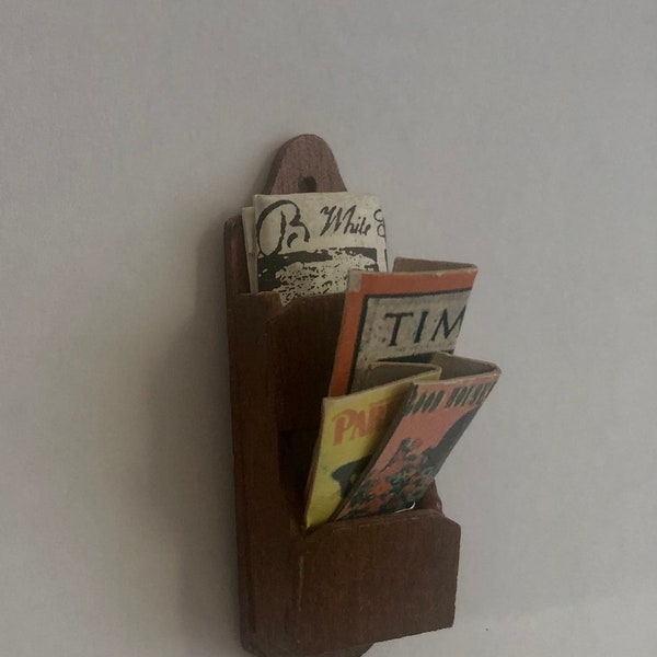 Vintage Wooden Wall Magazine Holder Refrigerator Magnet/ Dollhouse
