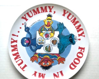 Vintage Sesame Street Muppets Melamine Plate Yummy Yummy Food in My Tummy