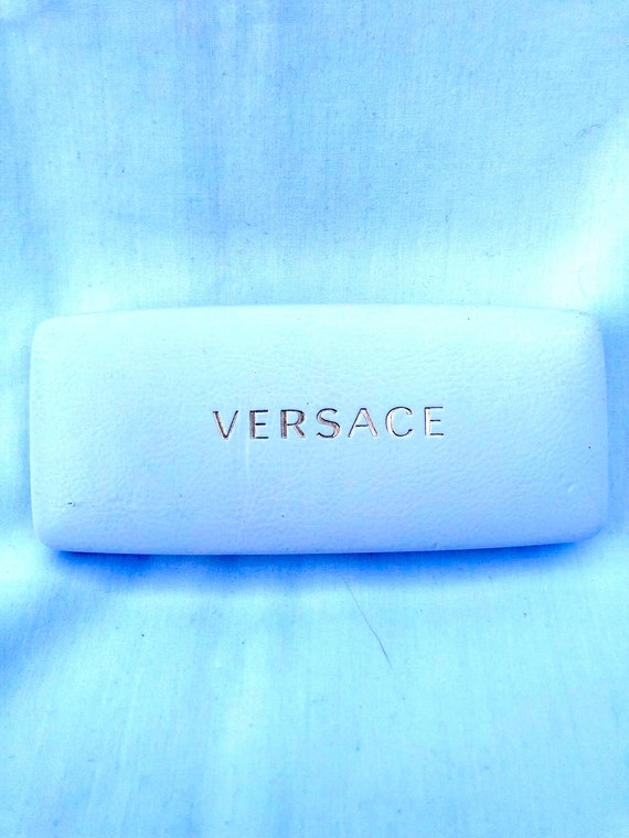 Vintage Versace Hard Clamshell Case White Leather… - image 1