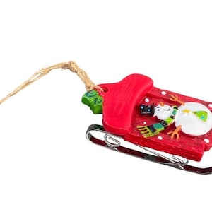 Ganz Snowman Red Sled Christmas Vintage Ornament