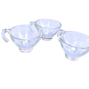 Vintage Punch Tee Tassen Gläser Klarglas Einzigartige Griffe 3er Set