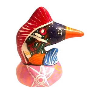 Talavera Mexican Folk Art Pottery Fish Figurine Floral Hand Painted