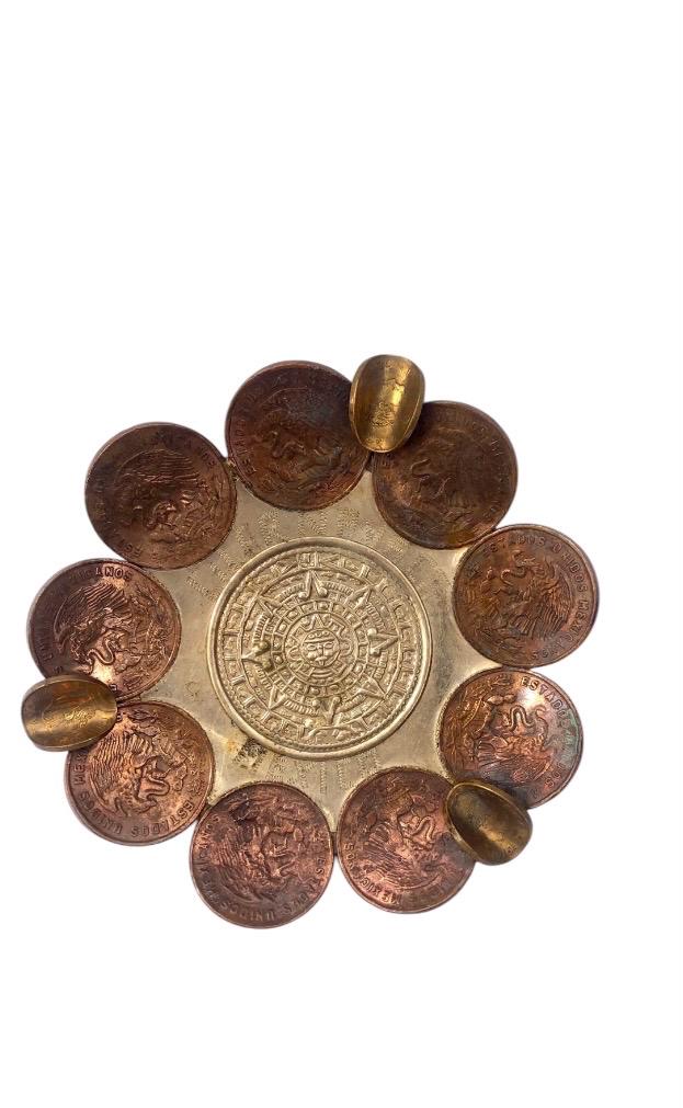 メキシコ硬貨装飾 灰皿 ヴィンテージ 雑貨 vintage antique ashtray ビンテージ アンティーク 灰皿 メキシコ