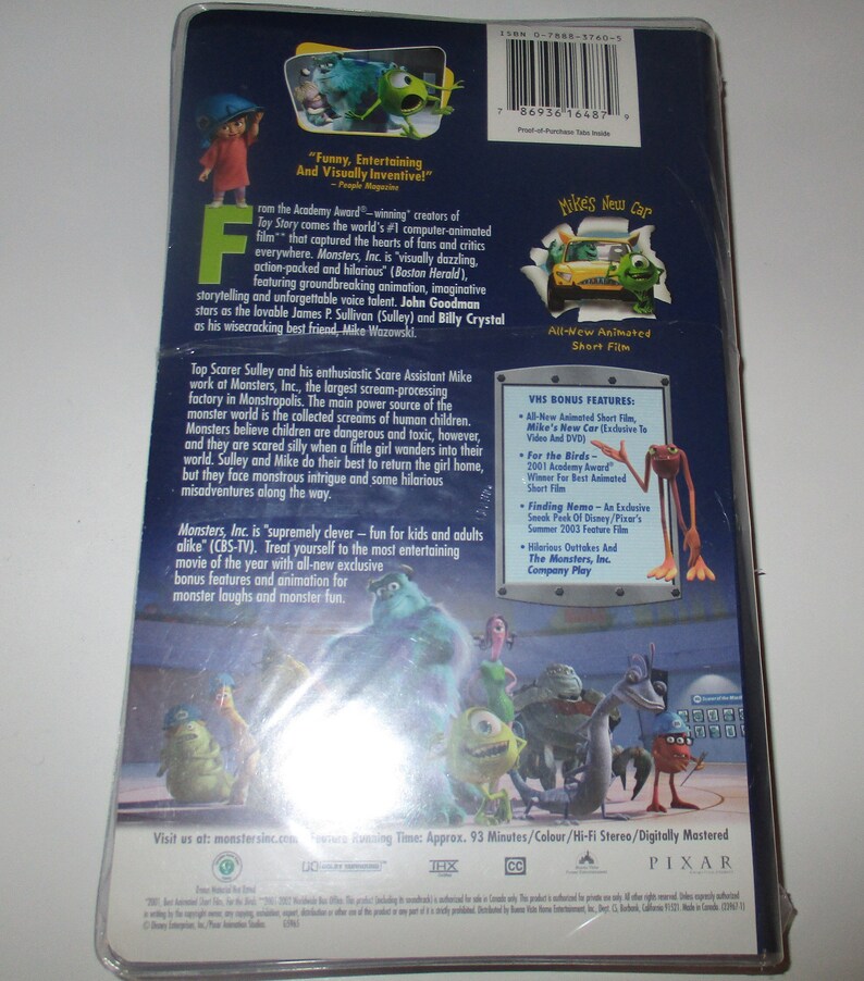 Disney Pixar Monsters, Inc. VHS 2002 NEW SEALED Etsy