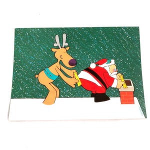 Carte de Noël avec humour père Noël ~ (J'espère que vous passerez un Noël amusant) ~ carte vintage 1996 ~ The Kersten Bros.Christmas Collection