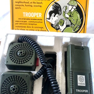 Fanon Trooper Walkie Talkies With Unique Detachable Speaker Microphone ,5 Powerful Transistors, Collectable , RARE
