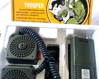 Fanon Trooper Walkie Talkies With Unique Detachable Speaker Microphone ,5 Powerful Transistors, Collectable , RARE