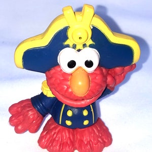 Sesame Street Squishy Plastic Nautical Figure Captain Elmo Rare 3&quot;