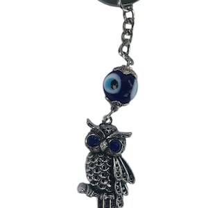 Owl Evil Eye Protection Keychain, Good Luck Key Ring