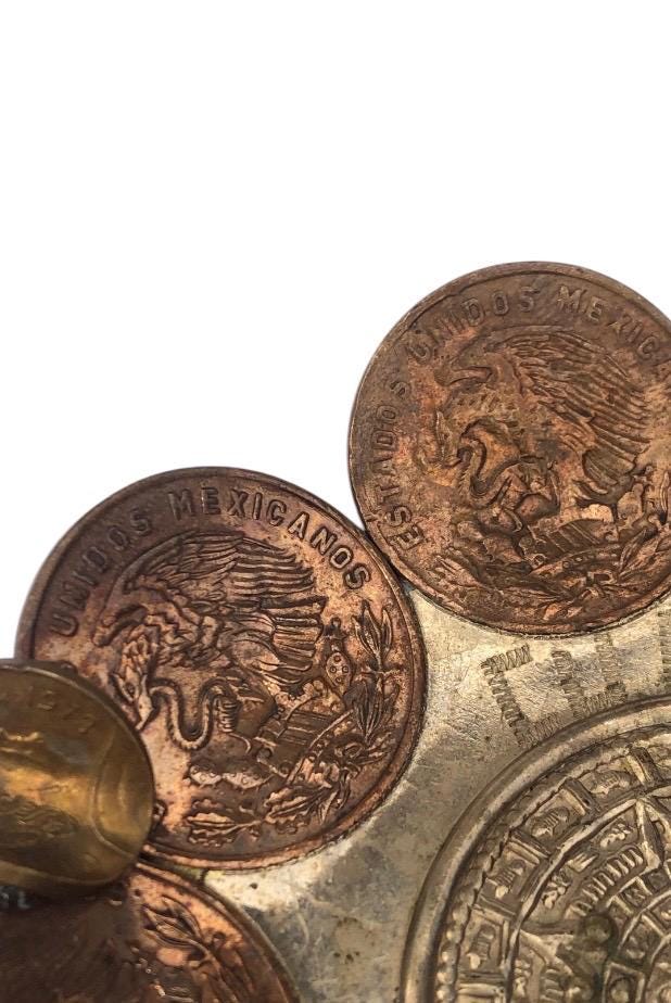 Vintage Mexican Coin Ashtray Peso Mexico Cincuenta Centavos