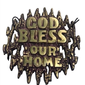 Vintage Bronze Wall Hanging Decor ~ God Bless Our Home~ Jerusalem, Home Decoration Judaica