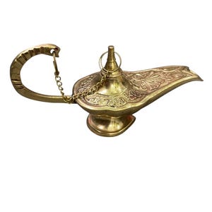 Vintage Lacquered Brass Aladdin Genie Oil Lamp, Incense Burner, Forever Lovely & Beautiful Oil Lamp, Made In India