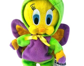 Vintage Tweety Bird Warner Bros. Studio Store , Bean Bag Plush Purple Butterfly Tweety Bird Toy