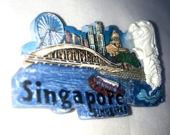 シンガポール マーライオン 3D 樹脂製冷蔵庫マグネット、シンガポール