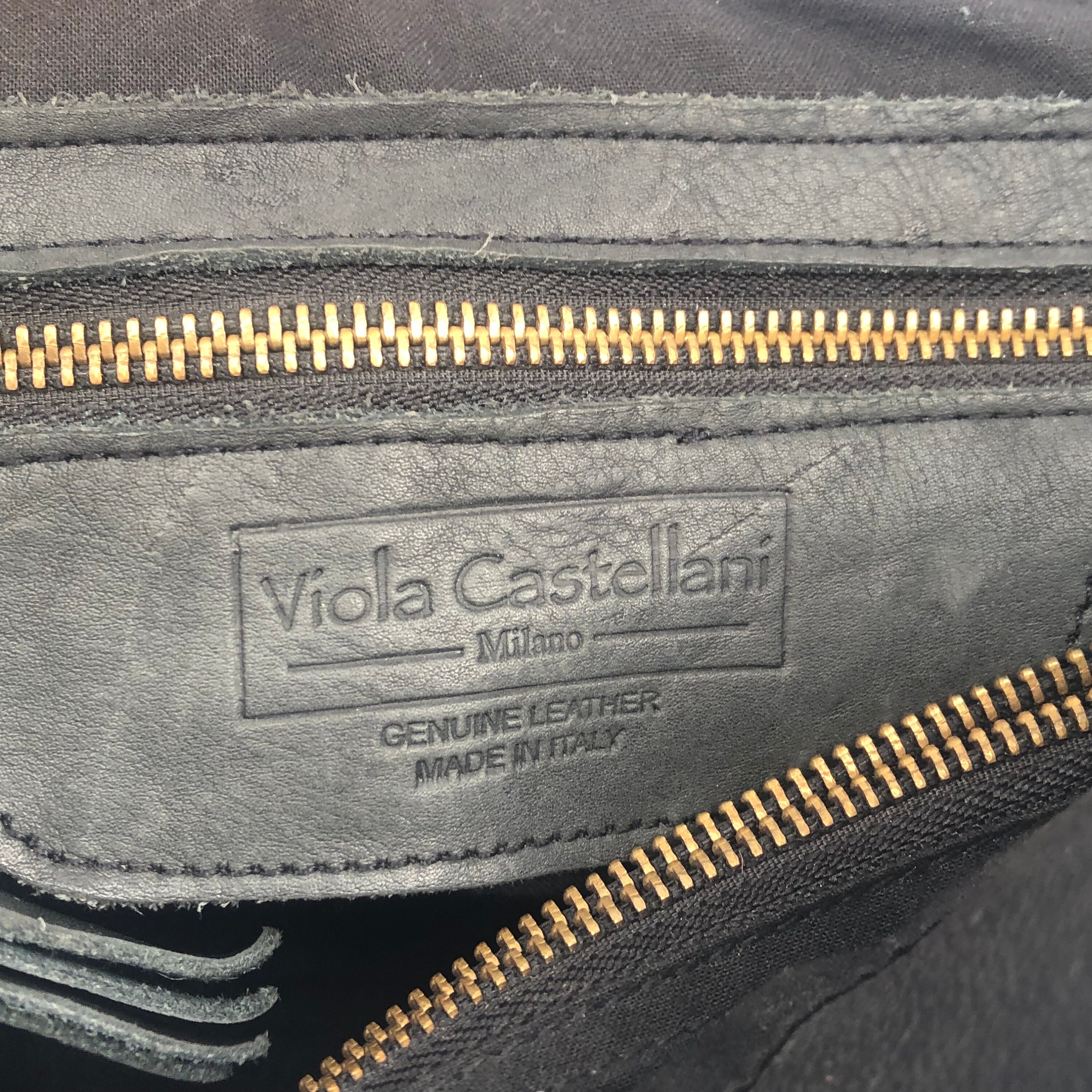 Vintage Viola Castellani Milano Large Black Leather Backpack 
